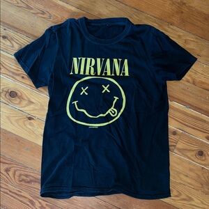 NIRVANA Black Tee with Iconic Yellow Smiley